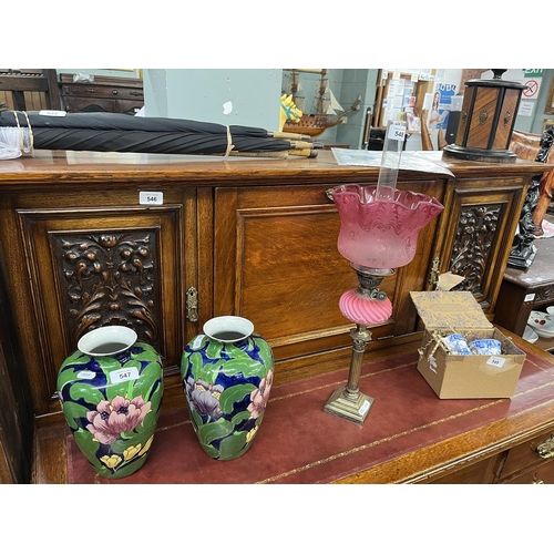 546 - Antique carved oak bureau desk