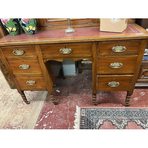 546 - Antique carved oak bureau desk