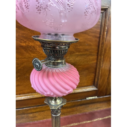 548 - Cranberry glass oil lamp