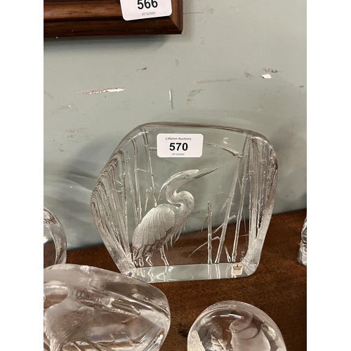 570 - Collection of lead glass animal paperweights