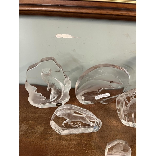 570 - Collection of lead glass animal paperweights