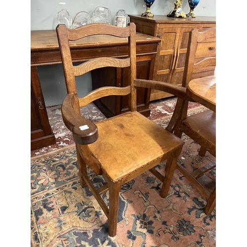 575 - Alan 'Acornman' Grainger Arts & Crafts Yorkshire school dining table and 8 matching chairs to in... 