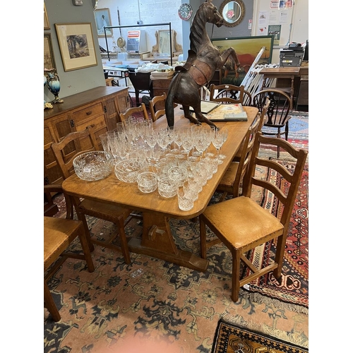 575 - Alan 'Acornman' Grainger Arts & Crafts Yorkshire school dining table and 8 matching chairs to in... 