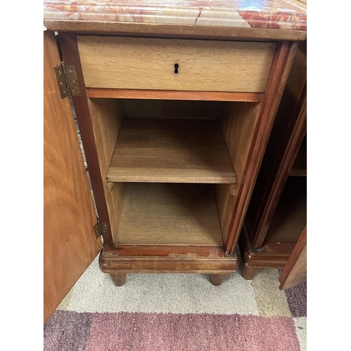 648 - Pair of marble topped bedside cabinets - Approx W: 40cm D: 40cm H: 75cm