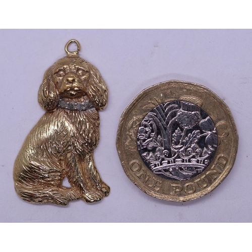 66 - Silver gilt & diamond set spaniel dog pendent