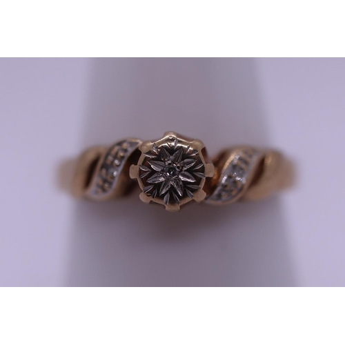 77 - 9ct gold diamond set ring - Size M