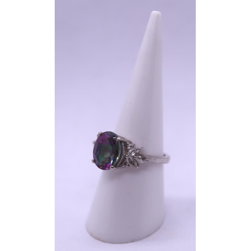 78 - Silver mystic topaz set ring - Size N