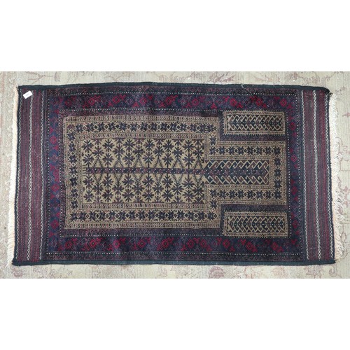 706 - Vintage Afghan Balouchi Tribal Prayer rug, all wool, handwoven - Approx 146cm x 82cm