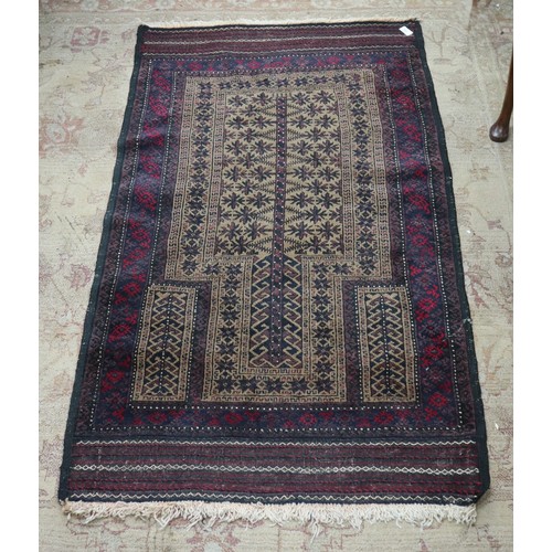 706 - Vintage Afghan Balouchi Tribal Prayer rug, all wool, handwoven - Approx 146cm x 82cm