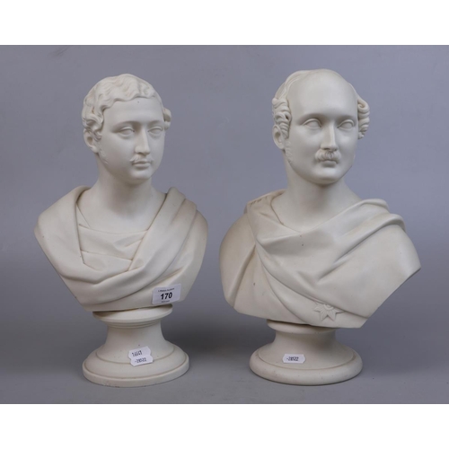 170 - A WH Kerr & Co Worcester parian bust of Prince Albert having printed blue mark verso, height 34c... 