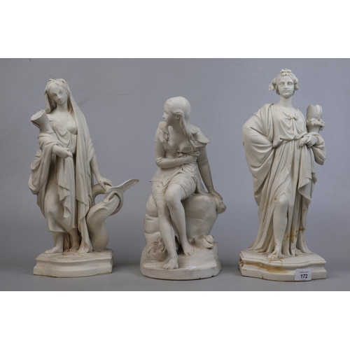 172 - 3 Parian ware figurines - Approx Height of tallest 40cm A/F