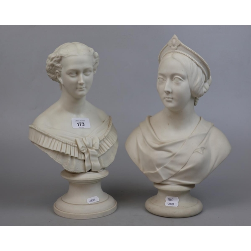 173 - Kerr & Co. Worcester Parian Worcester parian bust of Queen Victoria and another of noblewoman - ... 