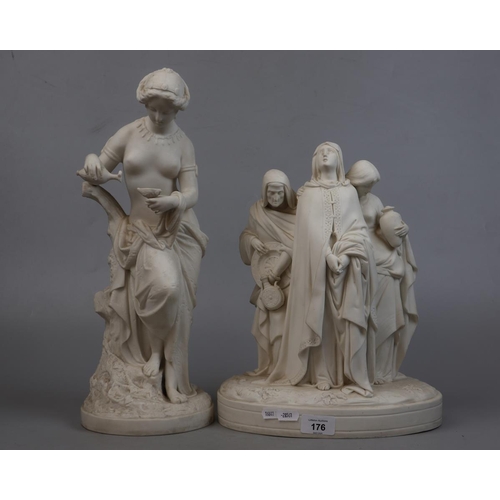 176 - 2 Parian ware figurines - Approx Height of tallest 43cm