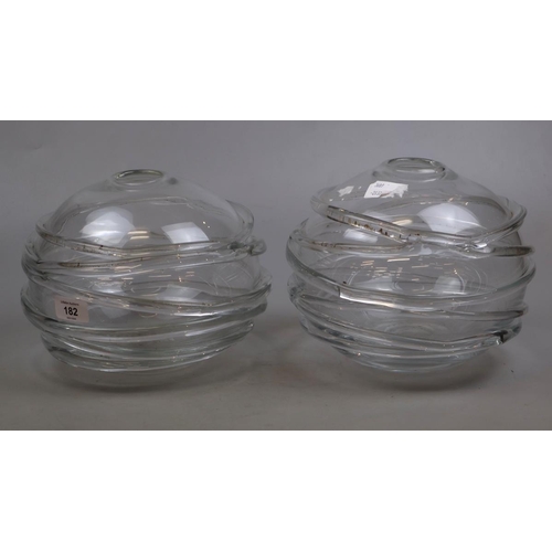 182 - Pair of William Yeoward English Crystal Miranda Globe Vases - Approx H20cm