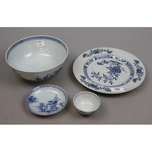 190 - Collection of Nanking Cargo blue and white china