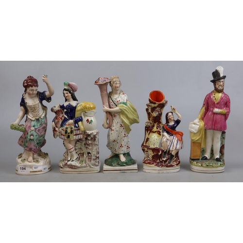 194 - Collection of Staffordshire figurines - Approx Height of tallest 28cm