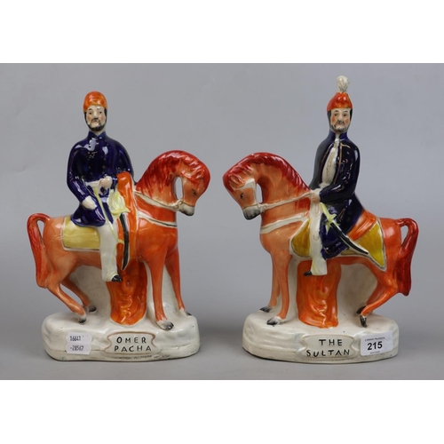 215 - 2 Staffordshire figurines - The Sultan & Omer Pacha - Approx H27cm