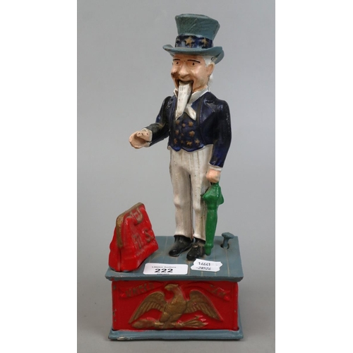 222 - Cast iron novelty money bank - Uncle Sam