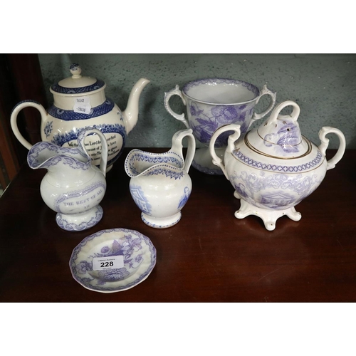 228 - Collection of mostly antique porcelain Methodist china to include a replica of the Wesley Wedgwood t... 