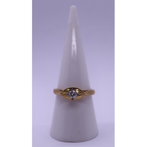 23 - 18ct gold diamond solitaire ring - size O