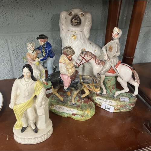 236 - Collection of Staffordshire figurines to include Don Quixote - Approx H28cm