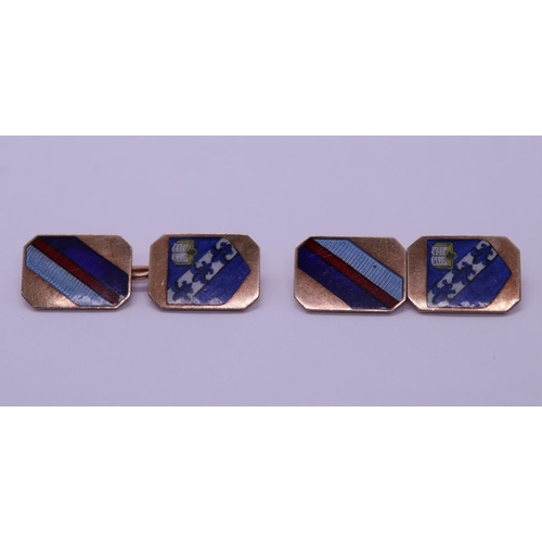 27 - Pair of gold and enamel cufflinks