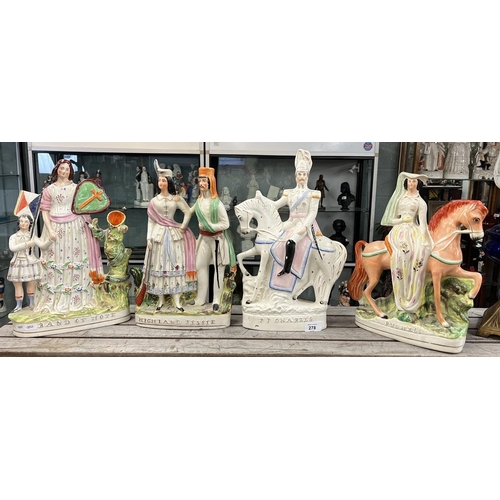 278 - Collection of Staffordshire figures - Approx Height of tallest 39cm