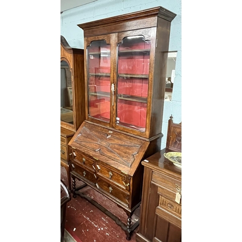 326 - Oak bureau bookcase - Approx W99cm D51cm H213cm