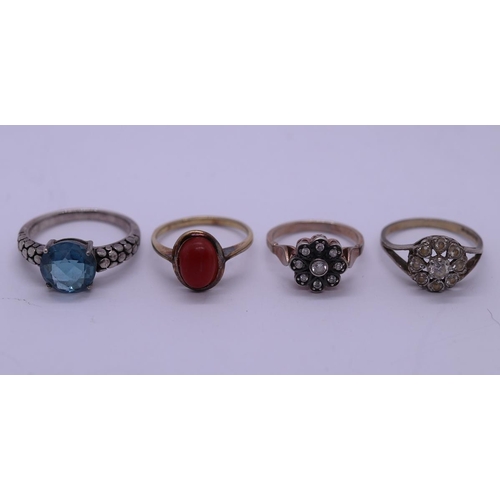 33 - 4 silver stone set rings