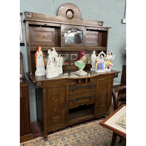 336 - Arts & Crafts dresser attributed to Shapland and Petter - Approx W152cm D57cm H208cm