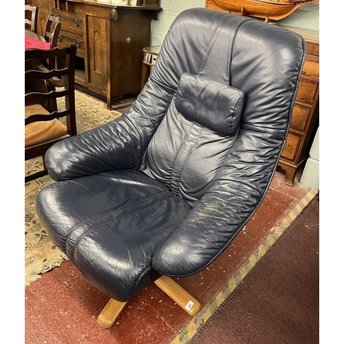 343 - Stressless blue leather armchair