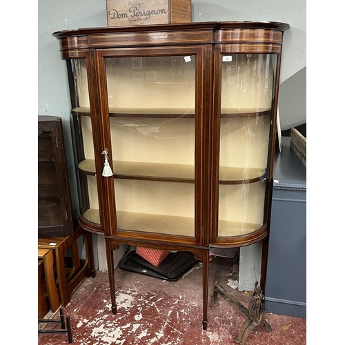 381 - Edwardian inlaid glazed display cabinet - Approx W122cm D37cm H156cm