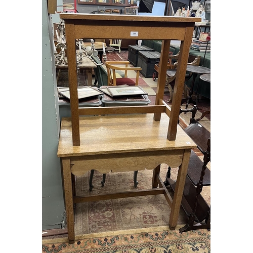 389 - Oak side table together with small oak desk