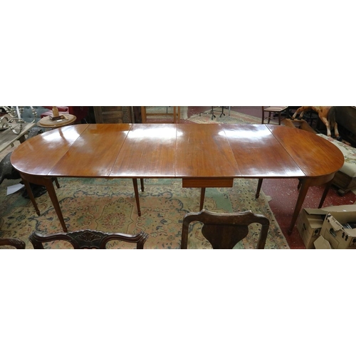 400 - Large 10 seat Edwardian mahogany D-end table - Approx size fully extended L341cm W121cm H77cm