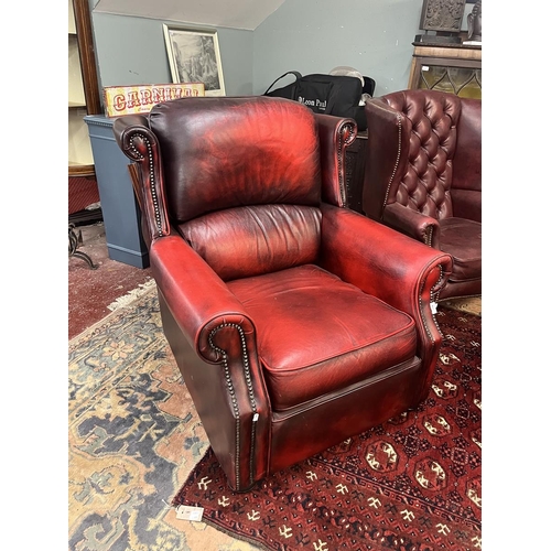 423 - Oxblood leather Thomas Lloyd armchair