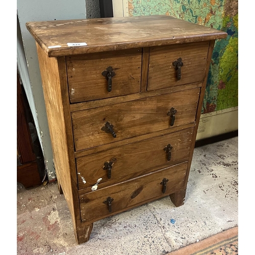 428 - Small pine chest of 2 over 3 drawers