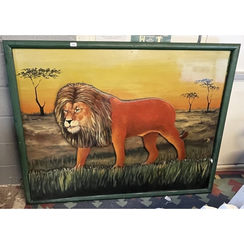 442 - Large lion relief picture - Approx IS 143cm x 112cm