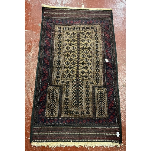 453 - Vintage Afghan Balouchi Tribal Prayer rug, all wool, handwoven - Approx 146cm x 82cm