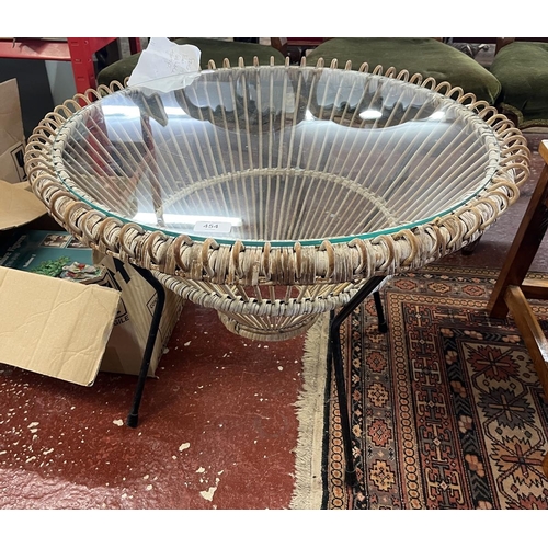 454 - Franco Albini Italian 1950s cane and glass coffee table