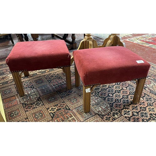 457 - Pair of upholstered footstools - Approx 36cm x 30cm x 28cm