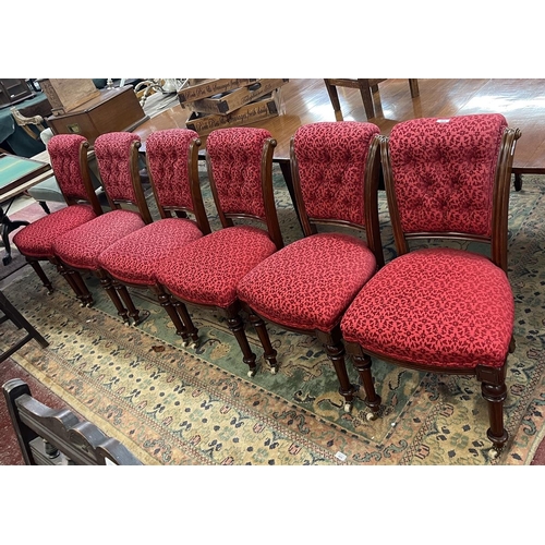 469 - Set of 6 Victorian upholstered dining chairs