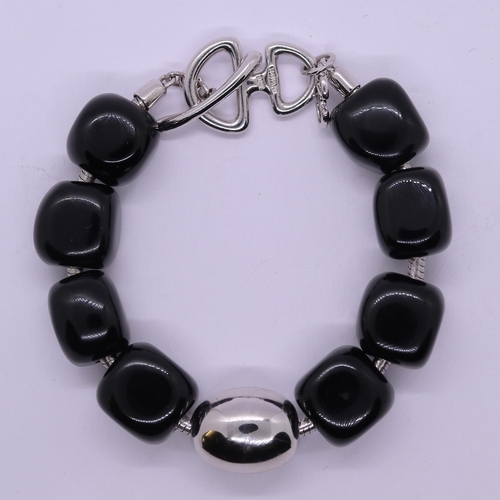 74 - Hot Diamonds Selene black agate twilight silver bracelet