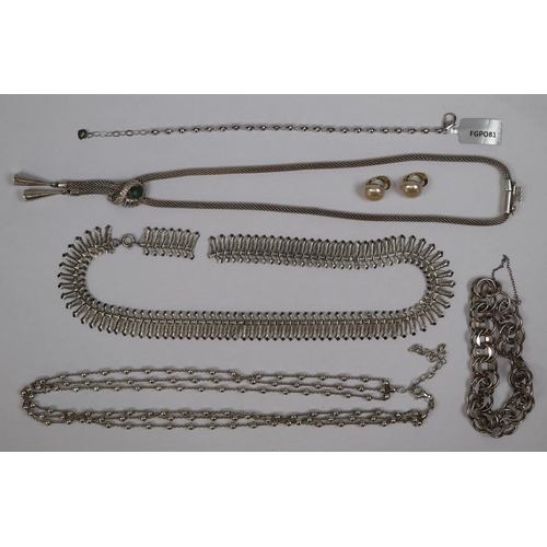 75 - Collection of silver jewellery - 3 necklaces, 2 bracelets & a pair of earrings - Approx gross we... 