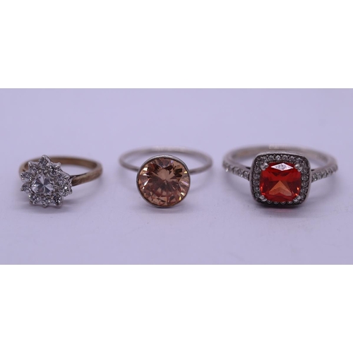 84 - 3 silver stone set rings