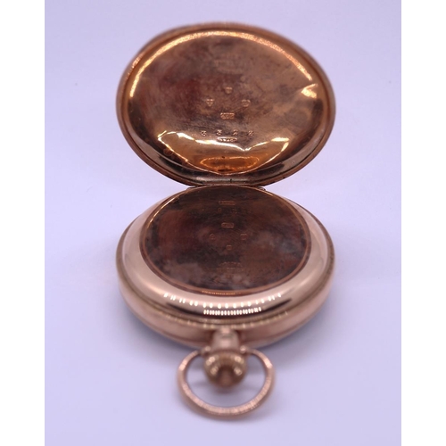 107 - 9ct gold pocket watch, Chester 1929. Russells Ltd of Liverpool in GWO - Approx gross W: 80g