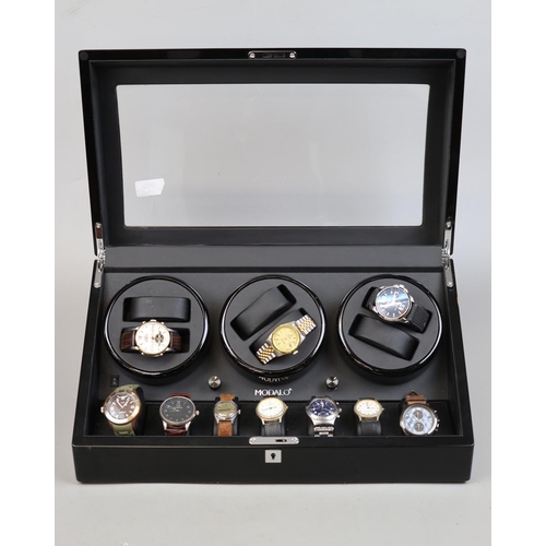 108 - Modalo watch winder case together with a collection of watches