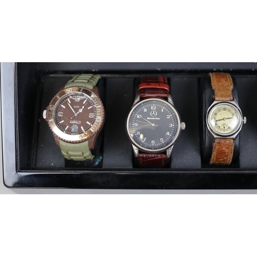 108 - Modalo watch winder case together with a collection of watches