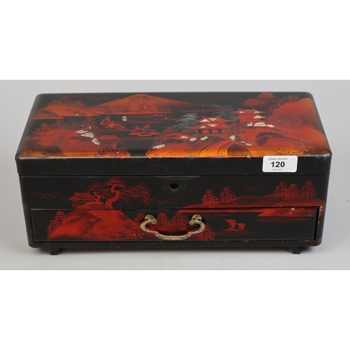 120 - Lacquered Japanese musical jewellery box