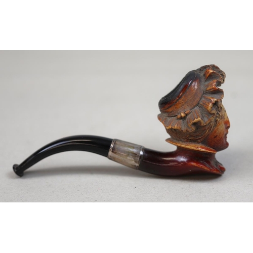 131 - Meerschaum cased pipe with hallmarked silver collar 