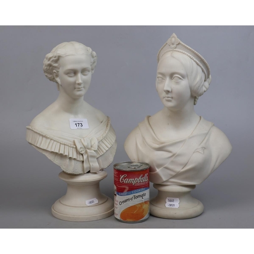 173 - Kerr & Co. Worcester Parian Worcester parian bust of Queen Victoria and another of noblewoman - ... 